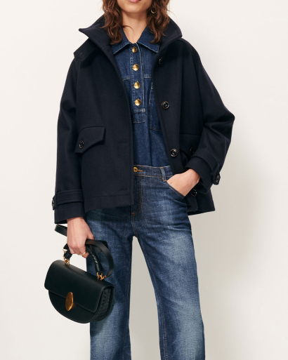 MANTEAU LEE WOOLY NAVY ~ SESSUN